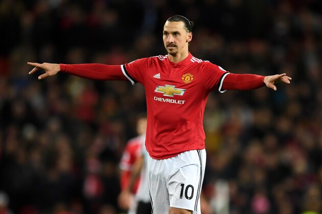 MANCHESTER, ENGLAND - NOVEMBER 18:  Zlatan Ibrahimovic of Manchester United during the Premier League match between Manchester United and Newcastle United at Old Trafford on November 18, 2017 in Manchester, England.  (Photo by Gareth Copley/Getty Images)