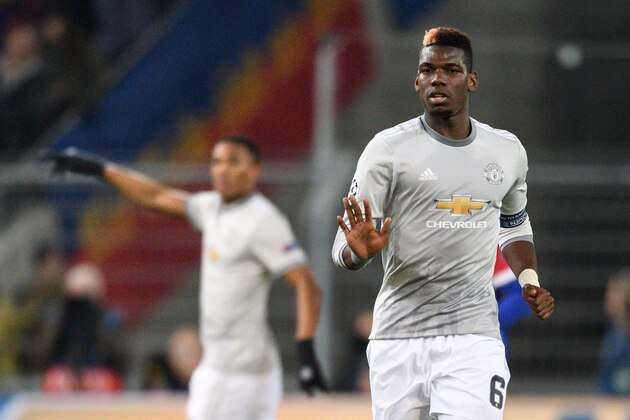Manchester United's French midfielder Paul Pogba gestures during the UEFA Champions League Group A football match between FC Basel and Manchester United on November 22, 2017 in Basel. / AFP PHOTO / Fabrice COFFRINI (Photo credit should read FABRICE COFFRINI/AFP/Getty Images) Manchester United's French midfielder Paul Pogba gestures during the UEFA Champions League Group A football match between FC Basel and Manchester United on November 22, 2017 in Basel. / AFP PHOTO / Fabrice COFFRINI (Photo credit should read FABRICE COFFRINI/AFP/Getty Images)