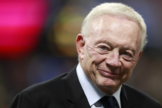 Dallas Cowboys owner Jerry Jones walks the turf inside Mercedes-Benz stadium before the first half of an NFL football game between the Atlanta Falcons and the Dallas Cowboys, Sunday, Nov. 12, 2017, in Atlanta. (Jeff Haynes/AP Images for Panini) Dallas Cowboys owner Jerry Jones walks the turf inside Mercedes-Benz stadium before the first half of an NFL football game between the Atlanta Falcons and the Dallas Cowboys, Sunday, Nov. 12, 2017, in Atlanta. (Jeff Haynes/AP Images for Panini)
