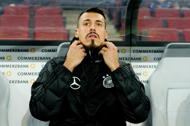 COLOGNE, GERMANY - NOVEMBER 14: Sandro Wagner of Germany looks on prior the International friendly match between Germany and France at RheinEnergieStadion on November 14, 2017 in Cologne, Germany. (Photo by TF-Images/TF-Images via Getty Images)