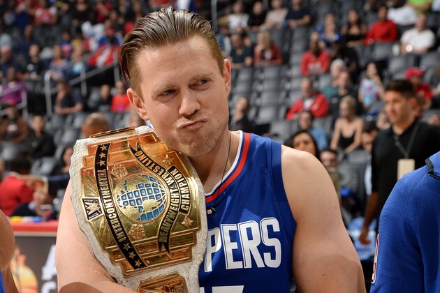 LOS ANGELES, CA - OCTOBER 28: Wrestler The Miz attends the game between the Detroit Pistons and the LA Clippers on October 28, 2017 at STAPLES Center in Los Angeles, California. NOTE TO USER: User expressly acknowledges and agrees that, by downloading and/or using this Photograph, user is consenting to the terms and conditions of the Getty Images License Agreement. Mandatory Copyright Notice: Copyright 2017 NBAE (Photo by Andrew D. Bernstein/NBAE via Getty Images)