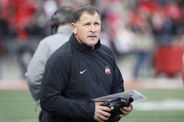 COLUMBUS, OH - NOVEMBER 11: Defensive coordinator Greg Schiano of the Ohio State Buckeyes looks on during a game against the Michigan State Spartans at Ohio Stadium on November 11, 2017 in Columbus, Ohio. Ohio State won 48-3. (Photo by Joe Robbins/Getty Images) COLUMBUS, OH - NOVEMBER 11: Defensive coordinator Greg Schiano of the Ohio State Buckeyes looks on during a game against the Michigan State Spartans at Ohio Stadium on November 11, 2017 in Columbus, Ohio. Ohio State won 48-3. (Photo by Joe Robbins/Getty Images)