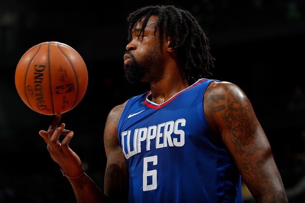 ATLANTA, GA - NOVEMBER 22:  DeAndre Jordan #6 of the LA Clippers reacts during the game against the Atlanta Hawks at Philips Arena on November 22, 2017 in Atlanta, Georgia.  NOTE TO USER: User expressly acknowledges and agrees that, by downloading and or using this photograph, User is consenting to the terms and conditions of the Getty Images License Agreement.  (Photo by Kevin C. Cox/Getty Images)