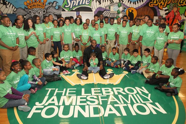 GRETNA, LA - FEBRUARY 15: LeBron James, Sprite and the LeBron James Family Foundation unveiled a legacy project, including a refurbished gymnasium, at the Boys and Girls Club of Southeast Louisiana-Westbank Unit on Saturday, February 15, 2014 in Gretna, Louisiana. (Photo by Aaron Davidson/Getty Images for Sprite)