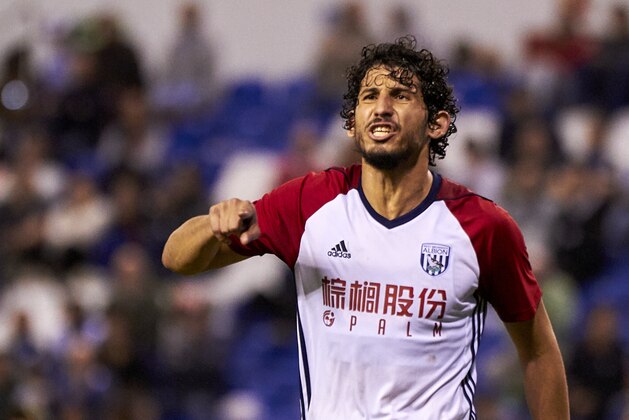 LA CORUNA, SPAIN - AUGUST 05:  Ahmed El-Sayed Hegazi of West Bromwich Albion reacts during the Pre Season Friendly match between Deportivo de La Coruna and West Bromwich Albion at Riazor Stadium on August 5, 2017 in La Coruna, Spain.  (Photo by fotopress/Getty Images)