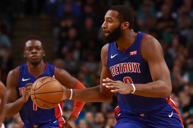 BOSTON, MA - NOVEMBER 27:  Andre Drummond #0 of the Detroit Pistons dribbles up the court during the game against the Boston Celtics at TD Garden on November 27, 2017 in Boston, Massachusetts. NOTE TO USER: User expressly acknowledges and agrees that, by downloading and or using this photograph, User is consenting to the terms and conditions of the Getty Images License Agreement.  (Photo by Omar Rawlings/Getty Images)