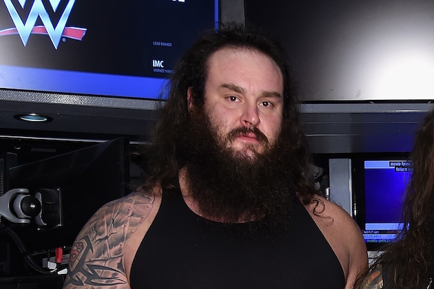 NEW YORK, NY - MARCH 29:  WWE Superstars Braun Strowman, Bray Wyatt and Erick Rowan ring The New York Stock Exchange Opening Bell in honor of WrestleMania 32  at New York Stock Exchange on March 29, 2016 in New York City.  (Photo by Jamie McCarthy/Getty Images)