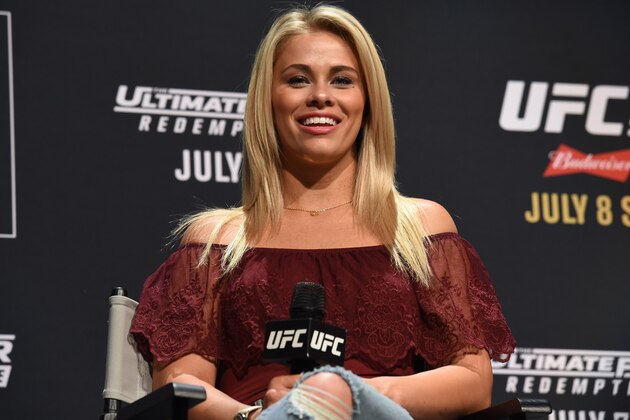 LAS VEGAS, NV - JULY 05:  Paige VanZant smiles at fans during the Women of the UFC panel at Park Theater on July 5, 2017 in Las Vegas, Nevada. (Photo by Brandon Magnus/Zuffa LLC/Zuffa LLC via Getty Images)