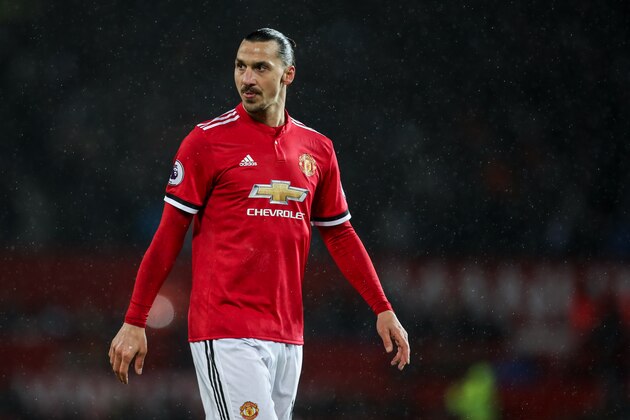 MANCHESTER, ENGLAND - NOVEMBER 25: Zlatan Ibrahimovic of Manchester United during the Premier League match between Manchester United and Brighton and Hove Albion at Old Trafford on November 25, 2017 in Manchester, England. (Photo by Robbie Jay Barratt - AMA/Getty Images)