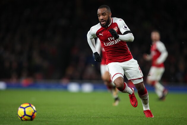 LONDON, ENGLAND - NOVEMBER 29: Alexandre Lacazette of Arsenal during the Premier League match between Arsenal and Huddersfield Town at Emirates Stadium on November 28, 2017 in London, England. (Photo by Robbie Jay Barratt - AMA/Getty Images)