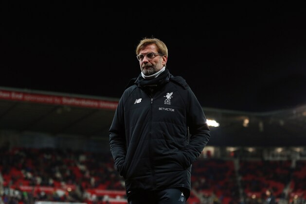 STOKE ON TRENT, ENGLAND - NOVEMBER 29: Jurgen Klopp the head coach / manager of Liverpool during the Premier League match between Stoke City and Liverpool at Bet365 Stadium on November 29, 2017 in Stoke on Trent, England. (Photo by James Baylis - AMA/Getty Images)