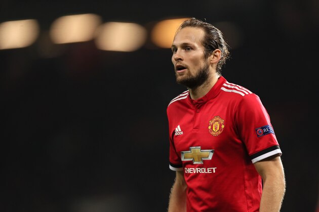 MANCHESTER, ENGLAND - OCTOBER 31: Daley Blind of Manchester United looks on during the UEFA Champions League group A match between Manchester United and SL Benfica at Old Trafford on October 31, 2017 in Manchester, United Kingdom.  (Photo by Matthew Ashton - AMA/Getty Images)