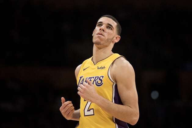 Los Angeles Lakers guard Lonzo Ball during the second half of an NBA basketball game Tuesday, Nov. 21, 2017, in Los Angeles. The Lakers won 103-94. (AP Photo/Kyusung Gong)