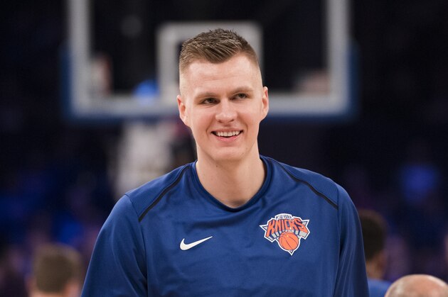NEW YORK, NY - NOVEMBER 27: Kristaps Porzingis #6 of the New York Knicks warms up before the game against the Portland Trail Blazers at Madison Square Garden on November 27, 2017 in New York City. NOTE TO USER: User expressly acknowledges and agrees that, by downloading and or using this Photograph, user is consenting to the terms and conditions of the Getty Images License Agreement (Photo by Matteo Marchi/Getty Images)
