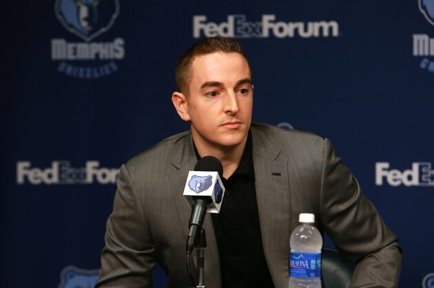MEMPHIS, TN - AUGUST 1: Robert J. Pera of the Memphis Grizzlies addresses the media during a press conference introducing front office additions on August 1, 2014 at FedEx Forum in Memphis, Tennessee. NOTE TO USER: User expressly acknowledges and agrees that, by downloading and or using this photograph, user is consenting to the terms and conditions of the Getty Images License Agreement. Mandatory Copyright Notice: Copyright 2014 NBAE (Photo by Joe Murphy/NBAE via Getty Images)