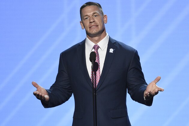 John Cena presents the Jimmy V perseverance award at the ESPYS at the Microsoft Theater on Wednesday, July 12, 2017, in Los Angeles. (Photo by Chris Pizzello/Invision/AP)