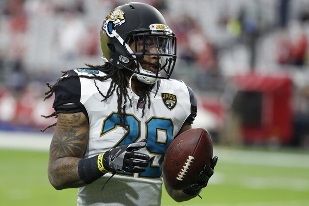 Jacksonville Jaguars defensive back Calvin Pryor (29) against the Arizona Cardinals during the first half of an NFL football game, Sunday, Nov. 26, 2017, in Glendale, Ariz. (AP Photo/Rick Scuteri)