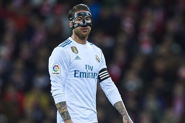 BILBAO, SPAIN - DECEMBER 02:  Sergio Ramos of Real Madrid CF looks on during the La Liga match between Athletic Club and Real Madrid at Estadio de San Mames on December 2, 2017 in Bilbao, .  (Photo by Juan Manuel Serrano Arce/Getty Images)