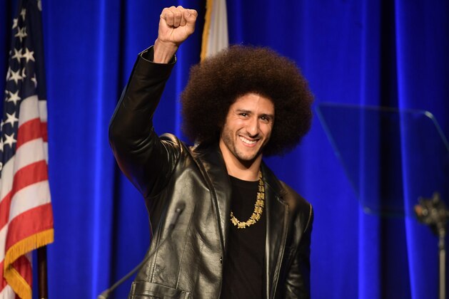 BEVERLY HILLS, CA - DECEMBER 03:  Honoree Colin Kaepernick speaks onstage at ACLU SoCal Hosts Annual Bill of Rights Dinner at the Beverly Wilshire Four Seasons Hotel on December 3, 2017 in Beverly Hills, California.  (Photo by Matt Winkelmeyer/Getty Images)