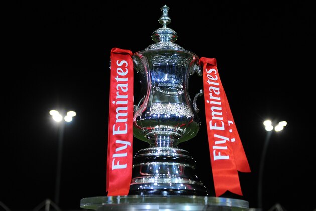 KIRKHAM, ENGLAND - DECEMBER 01: The Emirates FA Cup Second Round trophy is seen before the match between AFC Fylde and Wigan Athletic on December 1, 2017 in Kirkham, England. (Photo by Nathan Stirk/Getty Images)