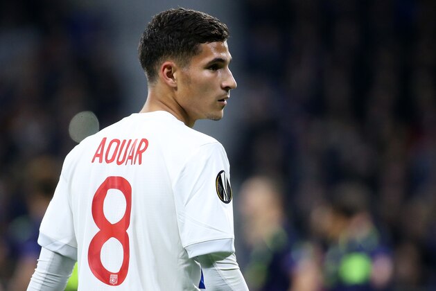 LYON, FRANCE - NOVEMBER 2: Houssem Aouar of Lyon during the UEFA Europa League group E match between Olympique Lyonnais (OL) and Everton FC at Groupama Stadium on November 2, 2017 in Lyon, France. (Photo by Jean Catuffe/Getty Images)