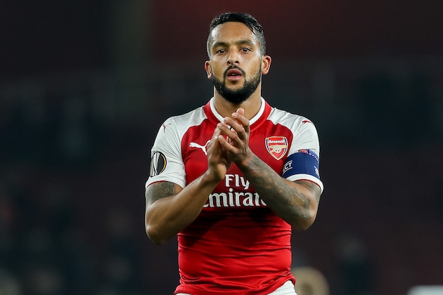 LONDON, ENGLAND - NOVEMBER 02: Theo Walcott of Arsenal gestures during UEFA Europa League Group H match between Arsenal and Red Star Belgrade (Crvena Zvezda) at The Emirates , London 2 Nov 2017 (Photo by TF-Images/TF-Images via Getty Images)