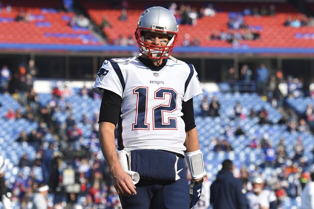 New England Patriots quarterback Tom Brady (12) walks on the field prior to an NFL football game against the Buffalo Bills, Sunday, Dec. 3, 2017, in Orchard Park, N.Y. The Patriots won 23-3. (AP Photo/Rich Barnes)