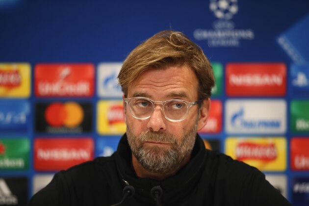 LIVERPOOL, ENGLAND - DECEMBER 05:  Jurgen Klopp, Manager of Liverpool looks on during a Liverpool FC press conference at Melwood Training Ground on December 5, 2017 in Liverpool, England.  (Photo by Clive Brunskill/Getty Images)