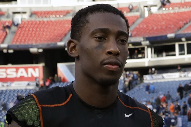FILE - In this Nov. 12, 2017, file photo, Cincinnati Bengals free safety George Iloka is shown after an NFL football game against the Tennessee Titans, in Nashville, Tenn. Pittsburgh Steelers rookie wide receiver JuJu Smith-Schuster and Cincinnati Bengals cornerback George Iloka have been suspended one game each by the NFL for violating league safety rules. Smith-Schuster was flagged for unnecessary roughness and taunting after a blindside hit on Bengals linebacker Vontaze Burfict in the fourth quarter of Pittsburgh's 23-20 victory Monday night, Dec. 5. Iloka was penalized for unnecessary roughness for a helmet-to-helmet hit on Steelers wide receiver Antonio Brown. (AP Photo/James Kenney, File)
