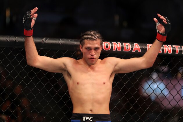 ANAHEIM, CA - JULY 29:  Brian Ortega acknowledges the crowd in his featherweight bout against Renato Moicano of Brazil during the UFC 214 event at Honda Center on July 29, 2017 in Anaheim, California.  (Photo by Christian Petersen/Zuffa LLC/Zuffa LLC via Getty Images)