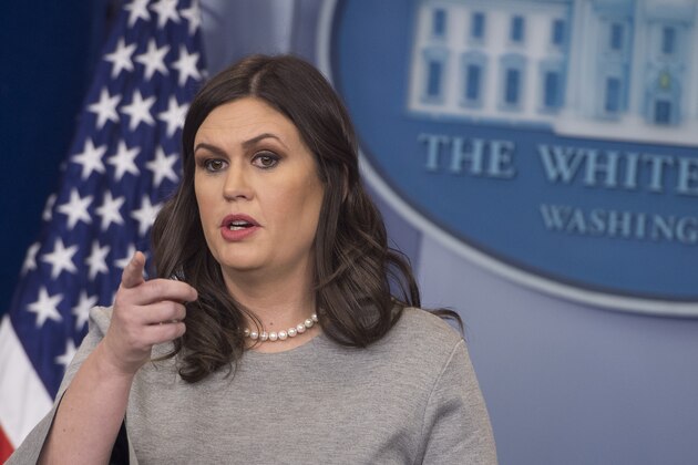 White House Press Secretary Sarah Huckabee Sanders speaks during the daily press briefing at the White House in Washington, DC, December 7, 2017. / AFP PHOTO / SAUL LOEB        (Photo credit should read SAUL LOEB/AFP/Getty Images)