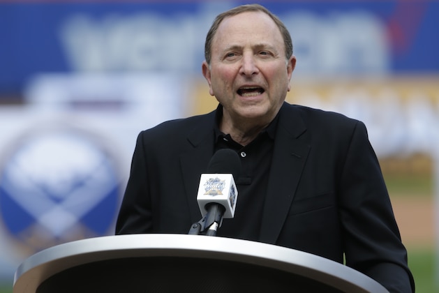 NHL Commissioner Gary Bettman speaks during a press conference about the Winter Classic at Citi Field in New York, Friday, Sept. 8, 2017. The New York Rangers and Buffalo Sabres will play in the Winter Classic at City Field on Jan. 1, 2018. (AP Photo/Frank Franklin II)