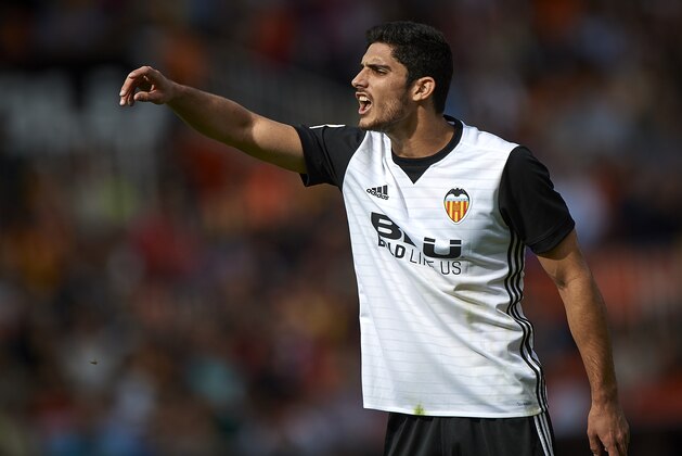 VALENCIA, SPAIN - NOVEMBER 04:  Goncalo Guedes of Valencia reacts during the La Liga match between Valencia and Leganes at  Mestalla Stadium on November 4, 2017 in Valencia, Spain.  (Photo by fotopress/Getty Images)