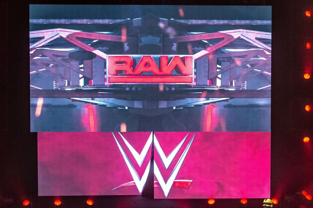 Appolo crews and Titus battle in the ring during the WWE show at Zenith Arena on may 09, 2017 in Lille north France. / AFP PHOTO / PHILIPPE HUGUEN        (Photo credit should read PHILIPPE HUGUEN/AFP/Getty Images)