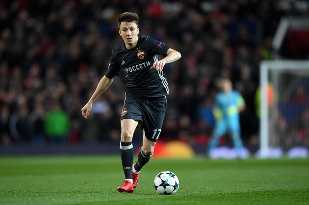MANCHESTER, ENGLAND - DECEMBER 05:  Aleksandr Golovin of CSKA Moskva during the UEFA Champions League group A match between Manchester United and CSKA Moskva at Old Trafford on December 5, 2017 in Manchester, United Kingdom.  (Photo by Gareth Copley/Getty Images)