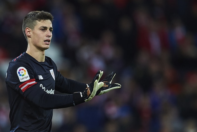 BILBAO, SPAIN - DECEMBER 02:  Kepa Arrizabalaga of Athletic Club reacts during the La Liga match between Athletic Club and Real Madrid at Estadio de San Mames on December 2, 2017 in Bilbao, Spain.  (Photo by Juan Manuel Serrano Arce/Getty Images)