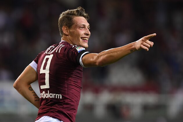 TURIN, ITALY - AUGUST 28:  Andrea Belotti of FC Torino celebrates after scoring the opening goal during the Serie A match between FC Torino and Bologna FC at Stadio Olimpico di Torino on August 28, 2016 in Turin, Italy.  (Photo by Valerio Pennicino/Getty Images)