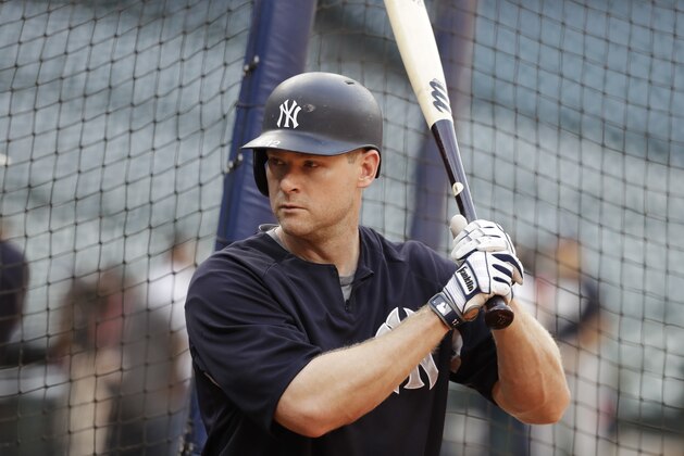 New York Yankees' Chase Headley warms up during batting practice for Game 1 of the American League Championship Series against the Houston Astros baseball game Thursday, Oct. 12, 2017, in Houston. (AP Photo/David J. Phillip)