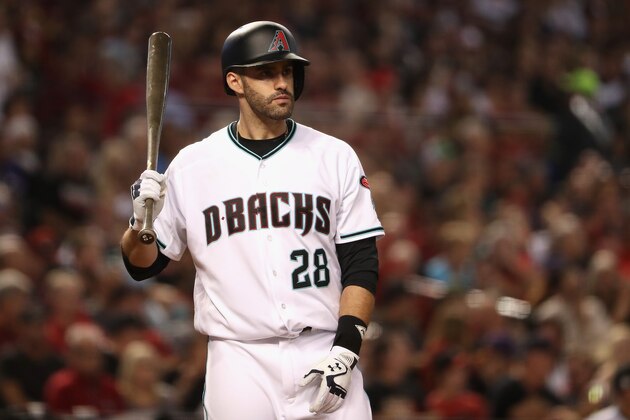 PHOENIX, AZ - OCTOBER 04:  J.D. Martinez #28 of the Arizona Diamondbacks at bat against the Colorado Rockies during the National League Wild Card game at Chase Field on October 4, 2017 in Phoenix, Arizona.  (Photo by Christian Petersen/Getty Images)
