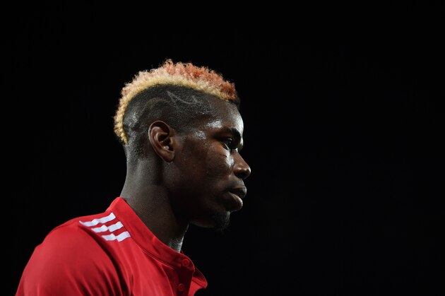 MANCHESTER, ENGLAND - DECEMBER 05: Paul Pogba of Manchester United looks on during the UEFA Champions League group A match between Manchester United and CSKA Moskva at Old Trafford on December 05, 2017 in Manchester, United Kingdom. (Photo by Laurence Griffiths/Getty Images)