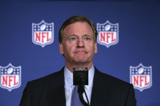 NLF Commissioner Roger Goodell listens to a question during a news conference after the NFL owners winter meeting in Irving, Texas, Wednesday, Dec. 13, 2017. (AP Photo/LM Otero)