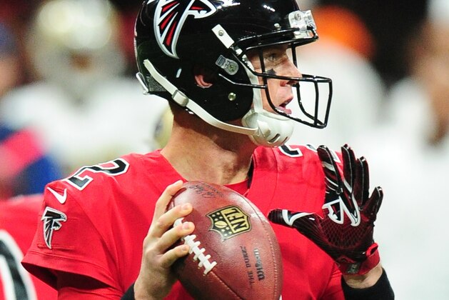 ATLANTA, GA - DECEMBER 7: Matt Ryan #2 of the Atlanta Falcons passes against the New Orleans Saints at Mercedes-Benz Stadium on December 7, 2017 in Atlanta, Georgia. (Photo by Scott Cunningham/Getty Images)