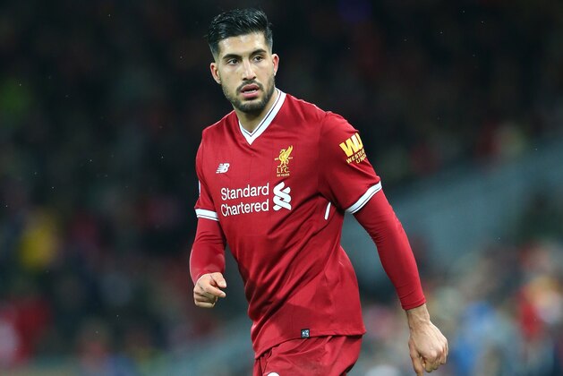 LIVERPOOL, ENGLAND - DECEMBER 13:  Emre Can of Liverpool looks on during the Premier League match between Liverpool and West Bromwich Albion at Anfield on December 13, 2017 in Liverpool, England.  (Photo by Alex Livesey - Danehouse/Getty Images)