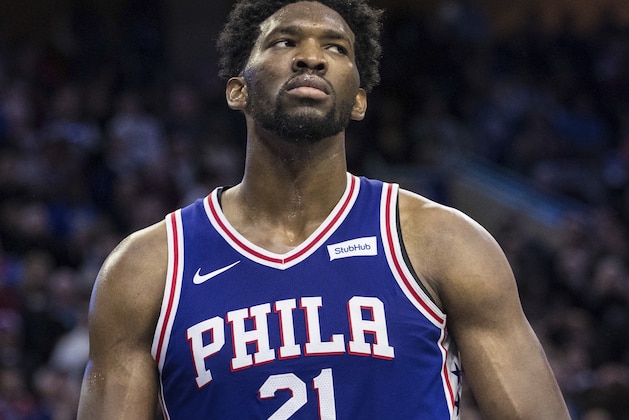 Philadelphia 76ers Joel Embiid, of Cameroon, in action during the second half of an NBA basketball game against the Los Angeles Lakers, Thursday, Dec. 7, 2017, in Philadelphia. The Lakers won 107-104. (AP Photo/Chris Szagola)
