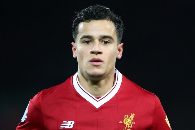 LIVERPOOL, ENGLAND - DECEMBER 13:  Philippe Coutinho of Liverpool looks on during the Premier League match between Liverpool and West Bromwich Albion at Anfield on December 13, 2017 in Liverpool, England.  (Photo by Alex Livesey - Danehouse/Getty Images)