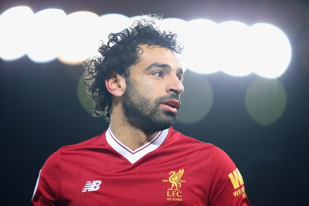 LIVERPOOL, ENGLAND - DECEMBER 13:  Mohamed Salah of Liverpool looks on during the Premier League match between Liverpool and West Bromwich Albion at Anfield on December 13, 2017 in Liverpool, England.  (Photo by Alex Livesey - Danehouse/Getty Images)