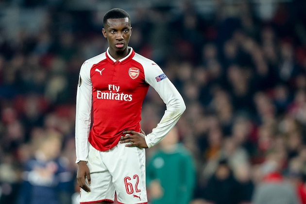 LONDON, ENGLAND - NOVEMBER 02: Edward Nketiah of Arsenal looks on during UEFA Europa League Group H match between Arsenal and Red Star Belgrade (Crvena Zvezda) at The Emirates , London 2 Nov 2017 (Photo by TF-Images/TF-Images via Getty Images)