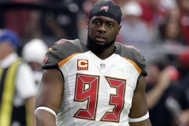 Tampa Bay Buccaneers defensive tackle Gerald McCoy (93) during an NFL football game against the Arizona Cardinals, Sunday, Oct. 15, 2017, in Glendale, Ariz. (AP Photo/Rick Scuteri)