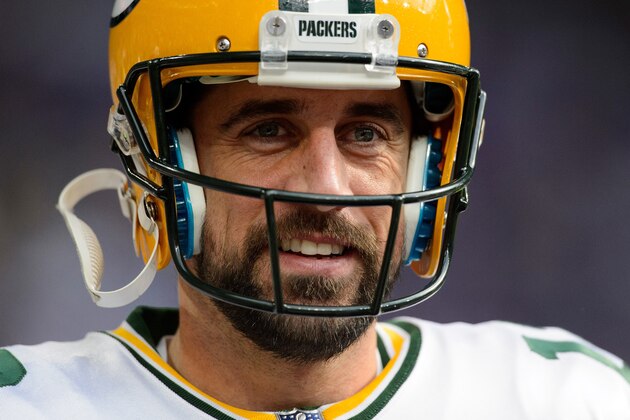 MINNEAPOLIS, MN - OCTOBER 15: Aaron Rodgers #12 of the Green Bay Packers looks on before the game against the Minnesota Vikings on October 15, 2017 at US Bank Stadium in Minneapolis, Minnesota. (Photo by Hannah Foslien/Getty Images)