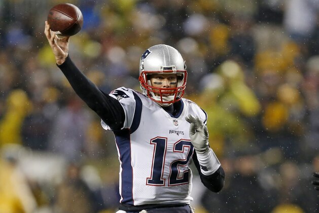 New England Patriots quarterback Tom Brady (12) throws a pass during the first half of an NFL football game against the Pittsburgh Steelers in Pittsburgh, Sunday, Dec. 17, 2017. (AP Photo/Keith Srakocic)
